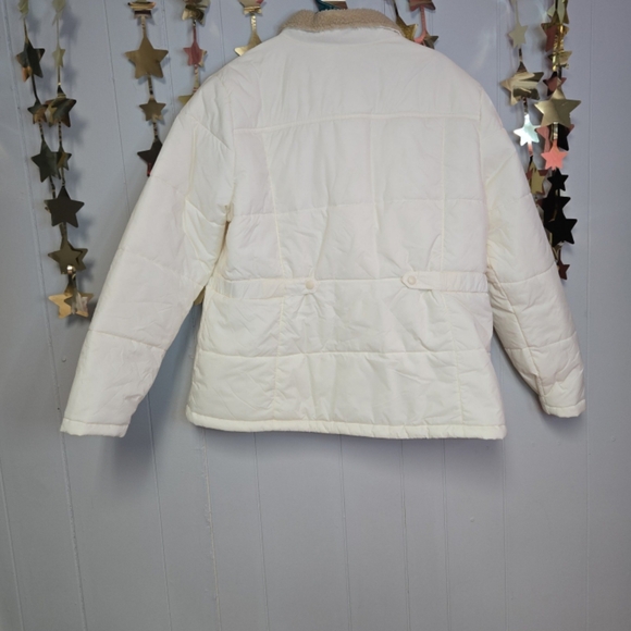 LANDS END CREAM COAT WITH SHERPA COLLAR SZ.XL - Picture 4 of 7